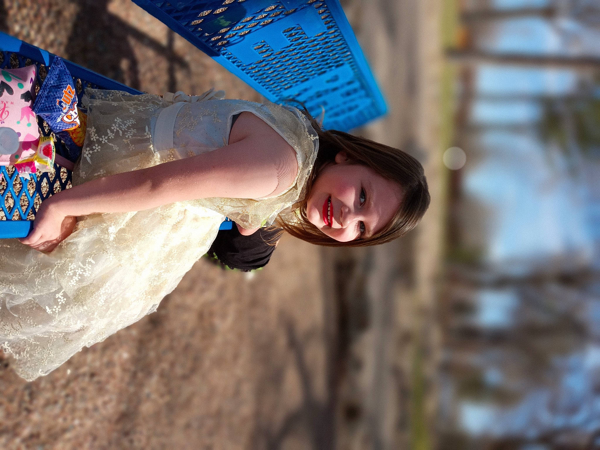 Sierra is registered to the contest to win money with this photo: blue, child, dress, electric_blue, event, eyewear, fashion_accessory, flash_photography, fun, happy, joy, leisure, people_in_nature, person, portrait_photography, recreation, toddler, tree, water