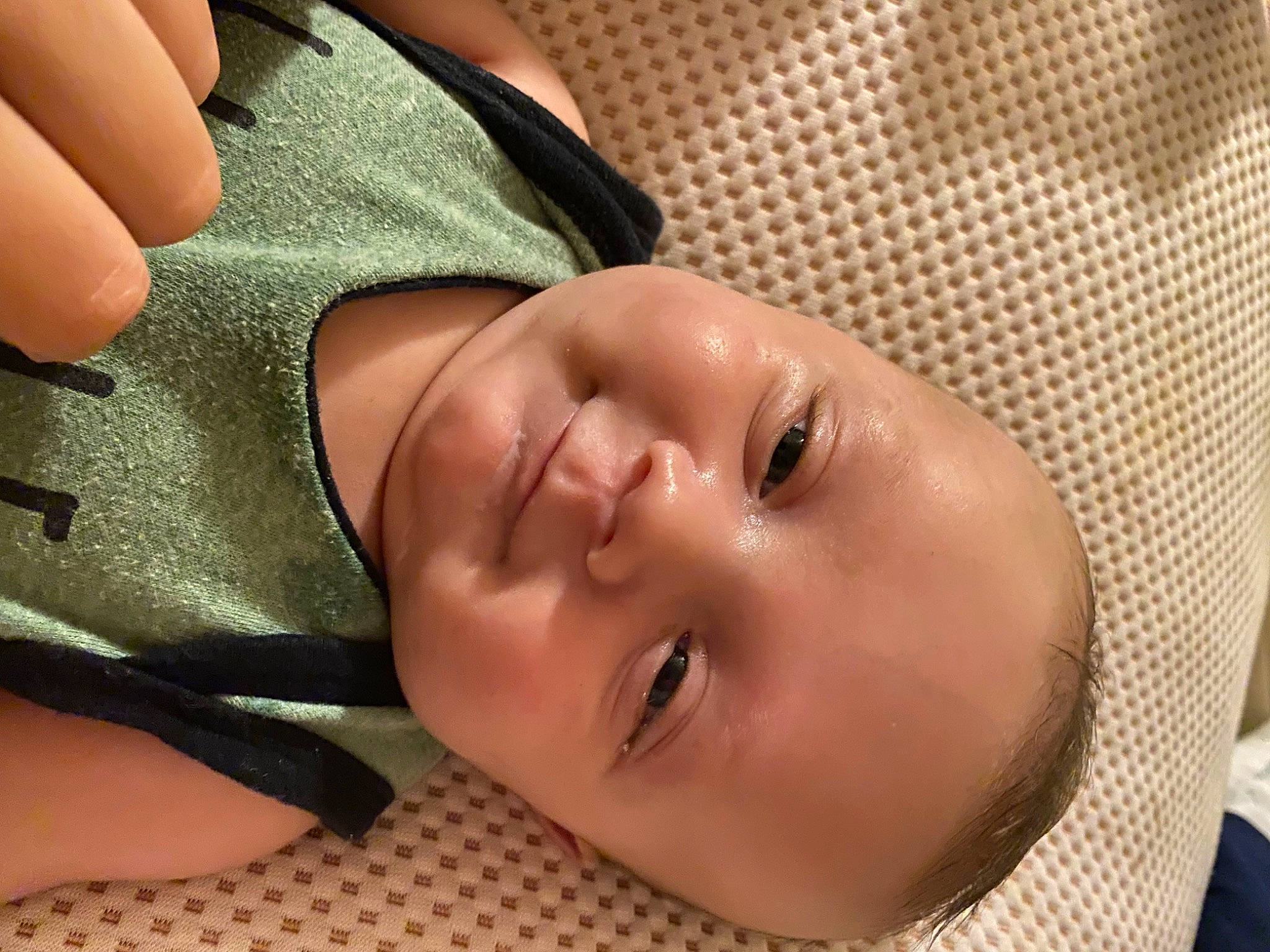 Levi is registered to the contest to win money with this photo: baby, baby_toddler_clothing, cheek, chest, child, eyelash, fashion_accessory, finger, gesture, happy, headgear, iris, lip, mouth, neck, person, skin, smile, throat, thumb