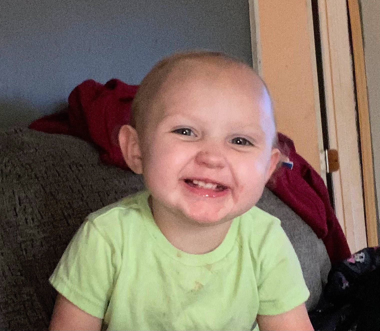 Kiley joined the competition — help win amazing prizes! baby_toddler_clothing, bag, cheek, ear, eye, eyebrow, happy, head, iris, jaw, joy, lip, luggage_and_bags, mouth, neck, nose, person, skin, sleeve, smile