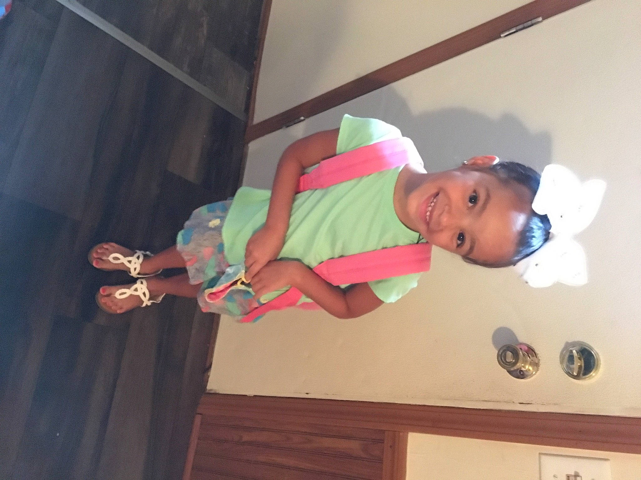 Kalli is registered to the contest to win money with this photo: arm, child, fun, house, joy, leg, person, pink, room, toddler, vacation