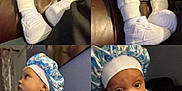 Jhournie joined the competition — help win amazing prizes! baby, infant, white_clothing, bonnet, blue_bonnet, sneakers, white_sneakers, tattooed_arm, leather_couch, brown_couch, indoor, portrait, child, cute, sitting, expression, supporting_hand, multiple_images, collage, curious