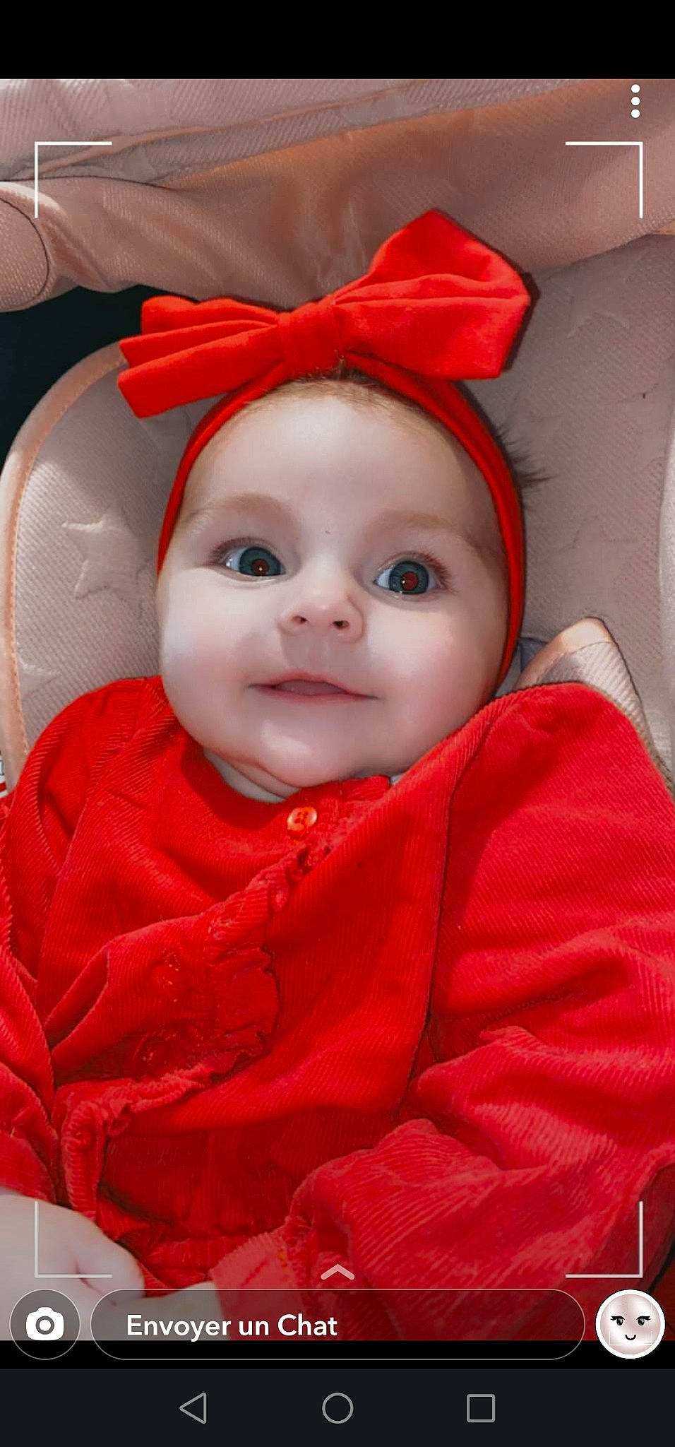 Lyna participe au concours pour gagner de l'argent avec cette photo : baby, baby_toddler_clothing, cheek, chin, costume_hat, eye, eyebrow, happy, head, headgear, headwear, human_body, iris, lip, nose, person, pink, red, skin, sleeve