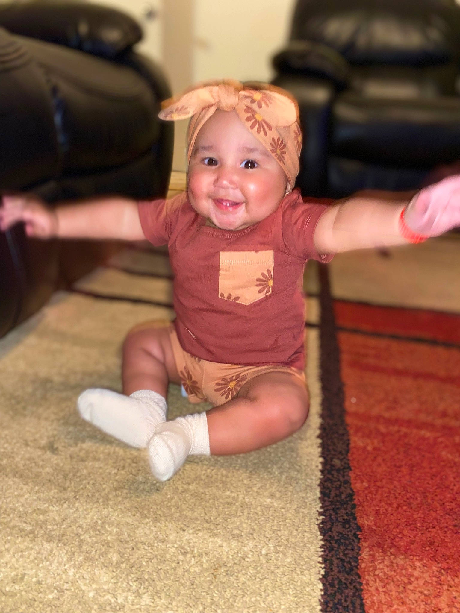 Analia joined the competition — help win amazing prizes! arm, baby_toddler_clothing, eye, finger, floor, flooring, hand, happy, headwear, human_body, joint, joy, leg, mammal, mouth, person, shoulder, skin, smile, standing