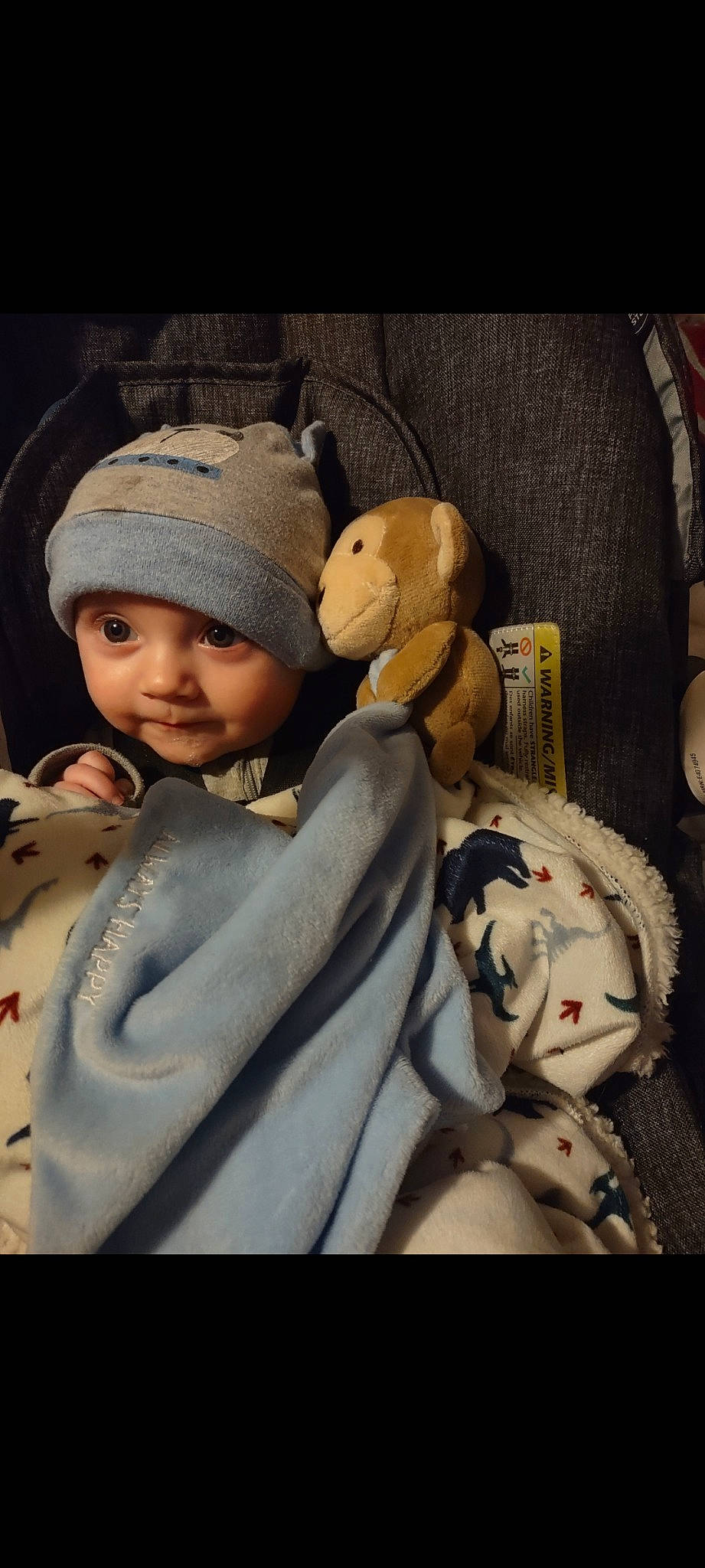 Robbie joined the competition — help win amazing prizes! baby, beanie, cap, cheek, child, comfort, fur, headwear, hoodie, knit_cap, linens, person, room, smile, stuffed_toy, textile, toddler, toy, vertebrate, visual_arts