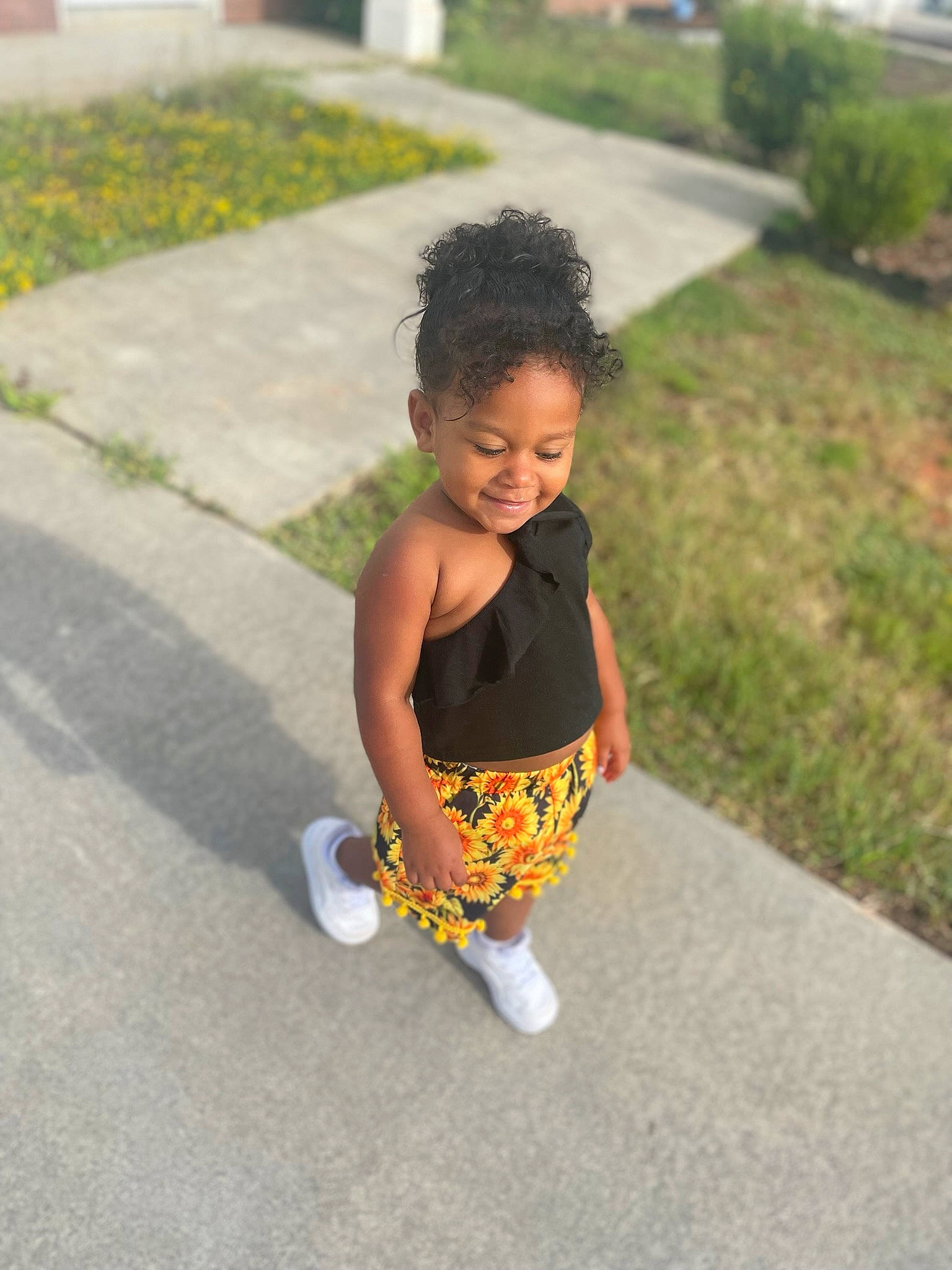 Reina joined the competition — help win amazing prizes! asphalt, baby, baby_toddler_clothing, child, eye, grass, hair, happy, human_leg, joy, leisure, pattern, person, plant, recreation, road, road_surface, shorts, sidewalk, smile
