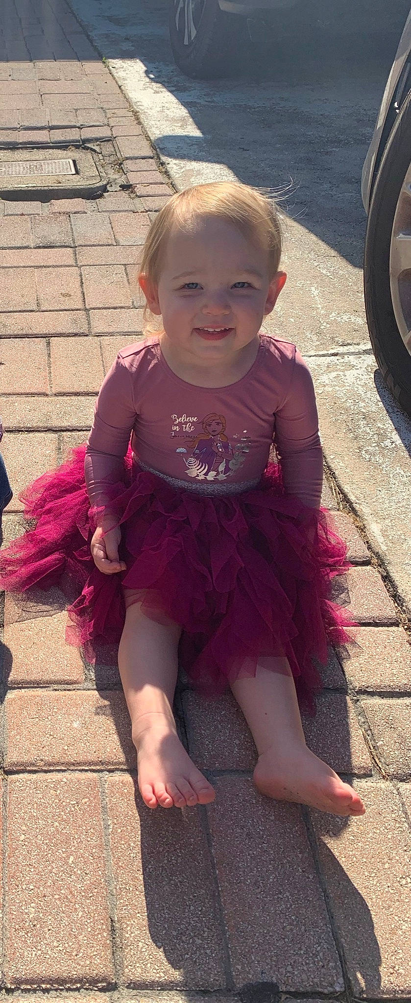 Adeline joined the competition — help win amazing prizes! child, clothing, costume, dress, joy, leg, magenta, person, pink, smile, toddler