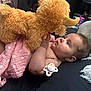 Ada-Violet joined the competition — help win amazing prizes! baby, infant, stuffed_animal, plush_toy, pacifier, pink_blanket, heart_pattern, bed, curious, lying_down, indoors, child, soft_toy, face, close_up, person, cute, cozy, home, pacifier_clip