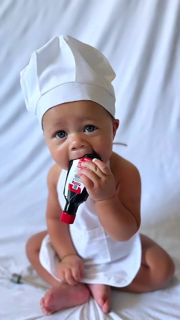 Elias is registered to the contest to win money with this photo: baby, baby_toddler_clothing, comfort, drinkware, elbow, eye, fictional_character, finger, foot, gesture, happy, hat, head, headwear, holiday, human_body, human_leg, nail, person, sleeve