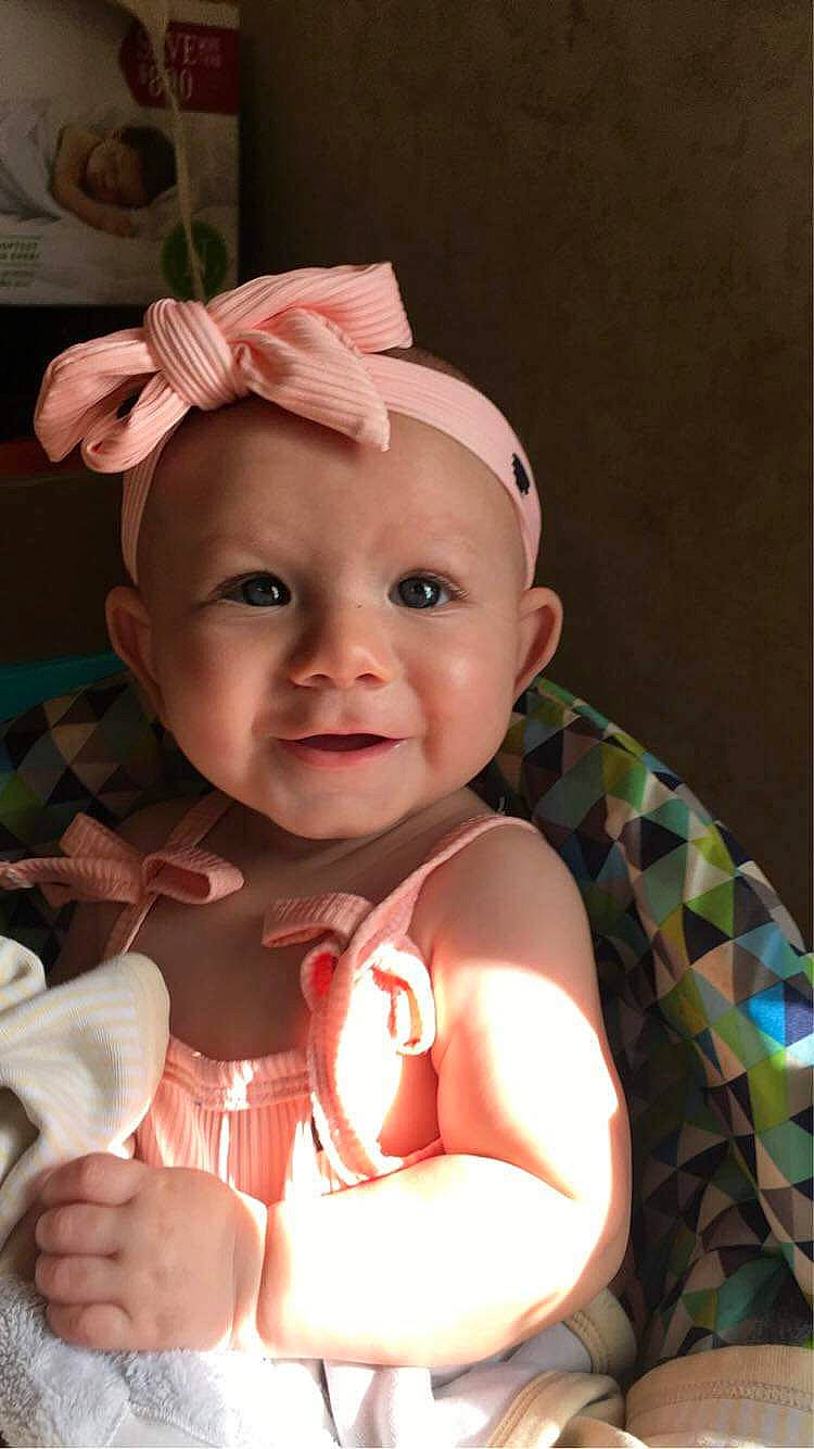 Layla joined the competition — help win amazing prizes! baby, baby_toddler_clothing, cheek, chin, ear, eye, eyebrow, finger, fun, happy, head, headband, headgear, headpiece, headwear, iris, joy, lip, person, pink