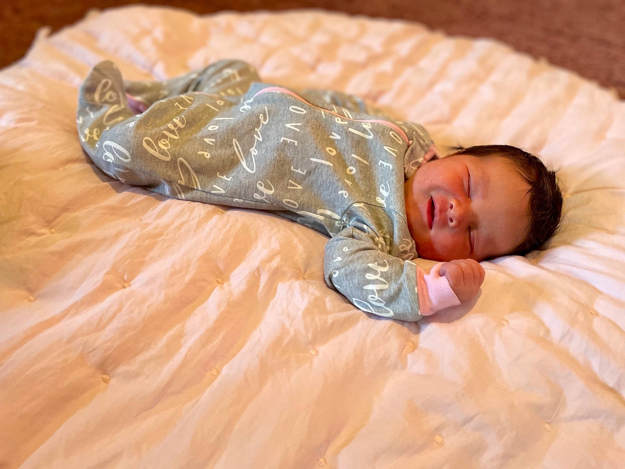 Jersey joined the competition — help win amazing prizes! baby, baby_sleeping, baby_toddler_clothing, bedding, bedtime, child, comfort, eye, fashion_accessory, flooring, head, linens, nap, person, room, sleep, sleeve, toddler, wood