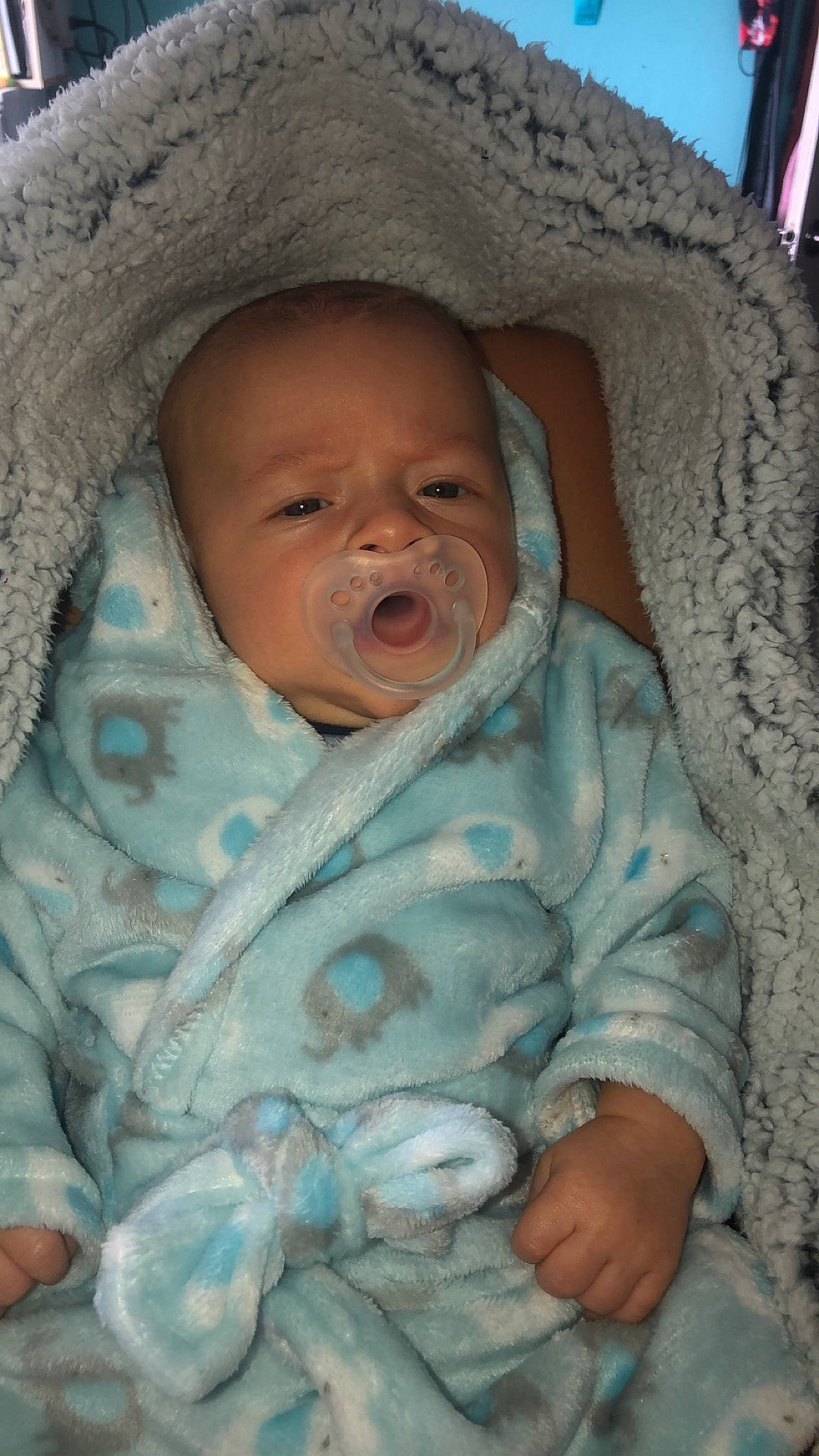 Cayden joined the competition — help win amazing prizes! baby, baby_products, cheek, child, chin, comfort, eye, eyebrow, face, facial_expression, head, human_body, iris, linens, mammal, mouth, nose, person, skin, textile