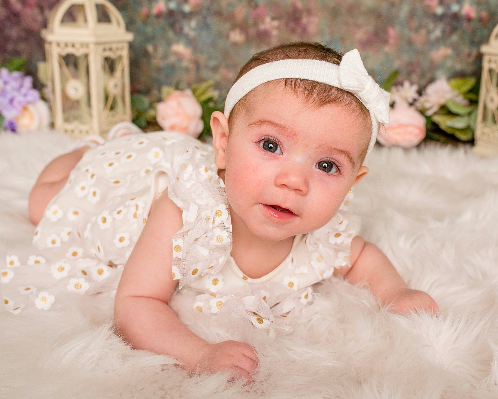 Joey joined the competition — help win amazing prizes! baby, baby_toddler_clothing, bridal_accessory, cheek, child, dress, embellishment, event, face, flash_photography, grass, hair_accessory, happy, headpiece, iris, person, pink, skin, sleeve, textile