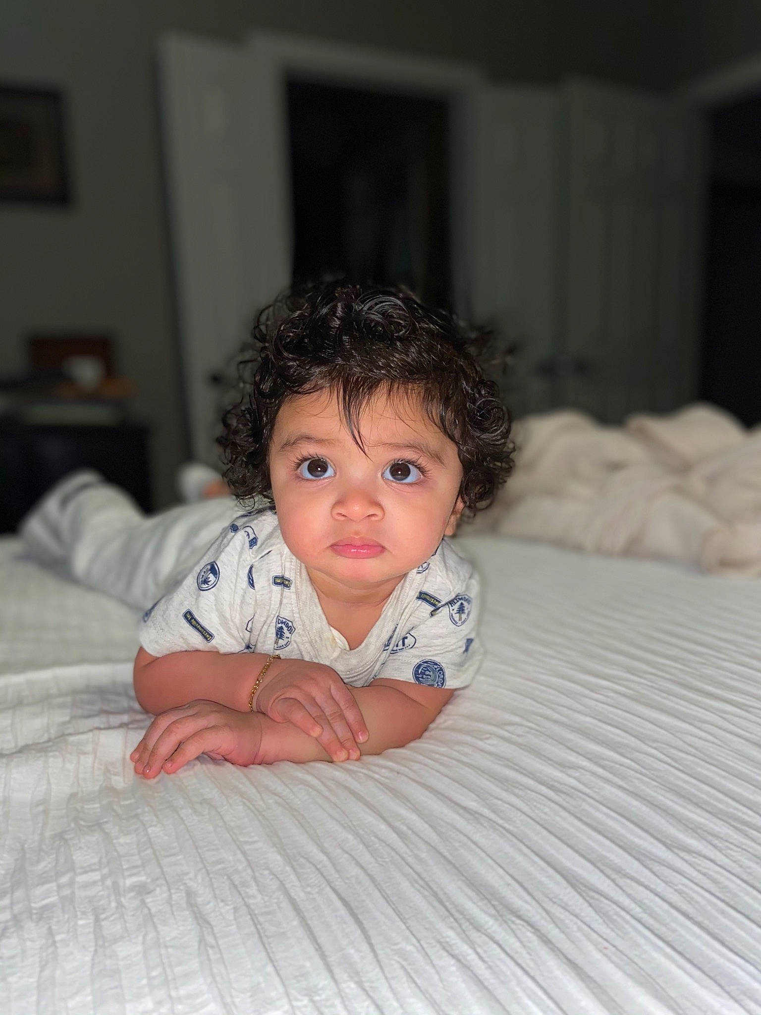 Camden joined the competition — help win amazing prizes! baby, bedding, cheek, child, comfort, crawling, flash_photography, flooring, fun, grass, happy, hardwood, linens, nose, person, portrait_photography, room, sitting, sleeve, toddler