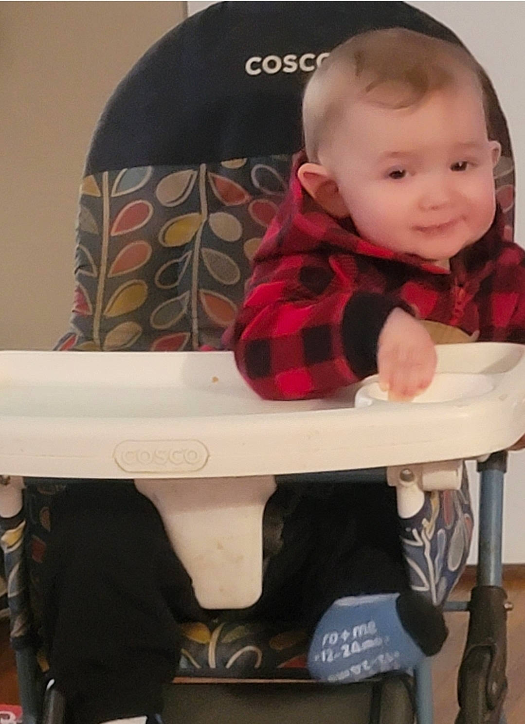 Joseph joined the competition — help win amazing prizes! baby, baby_carriage, baby_products, baby_safety, baby_toddler_clothing, child, comfort, hairstyle, head, human_body, lap, person, personal_protective_equipment, plaid, sitting, skin, sleeve, smile, t_shirt, tartan