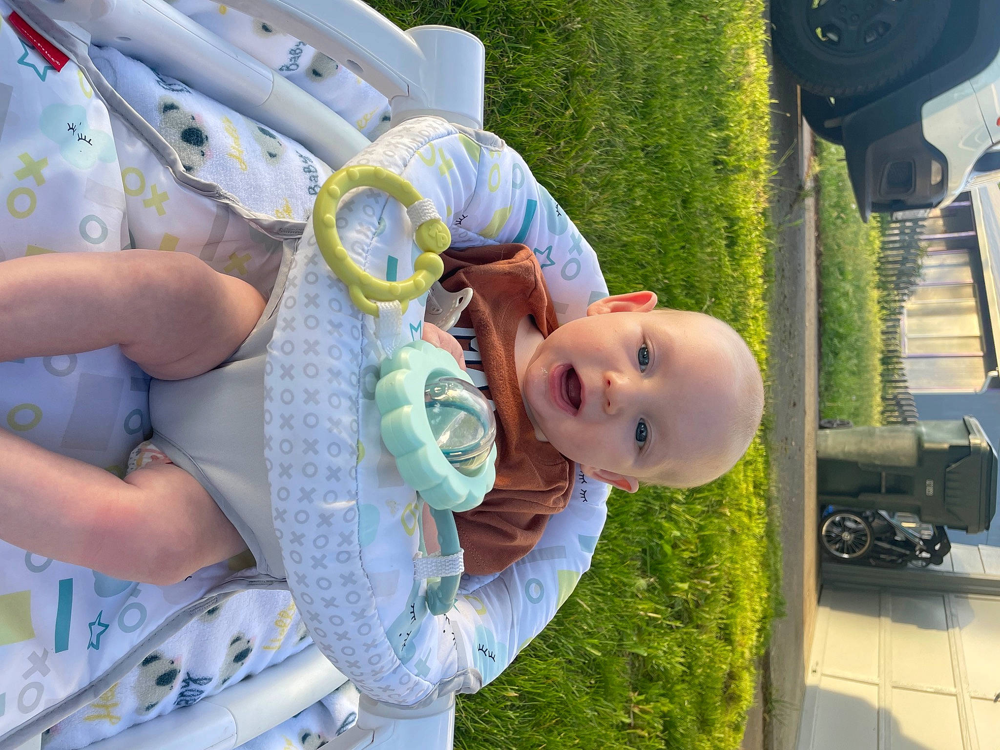 Atticus joined the competition — help win amazing prizes! arm, baby, baby_products, baby_toddler_clothing, child, family_car, fun, grass, green, hand, happy, leisure, motor_vehicle, person, plant, recreation, toddler, tree, vacation, vehicle_door