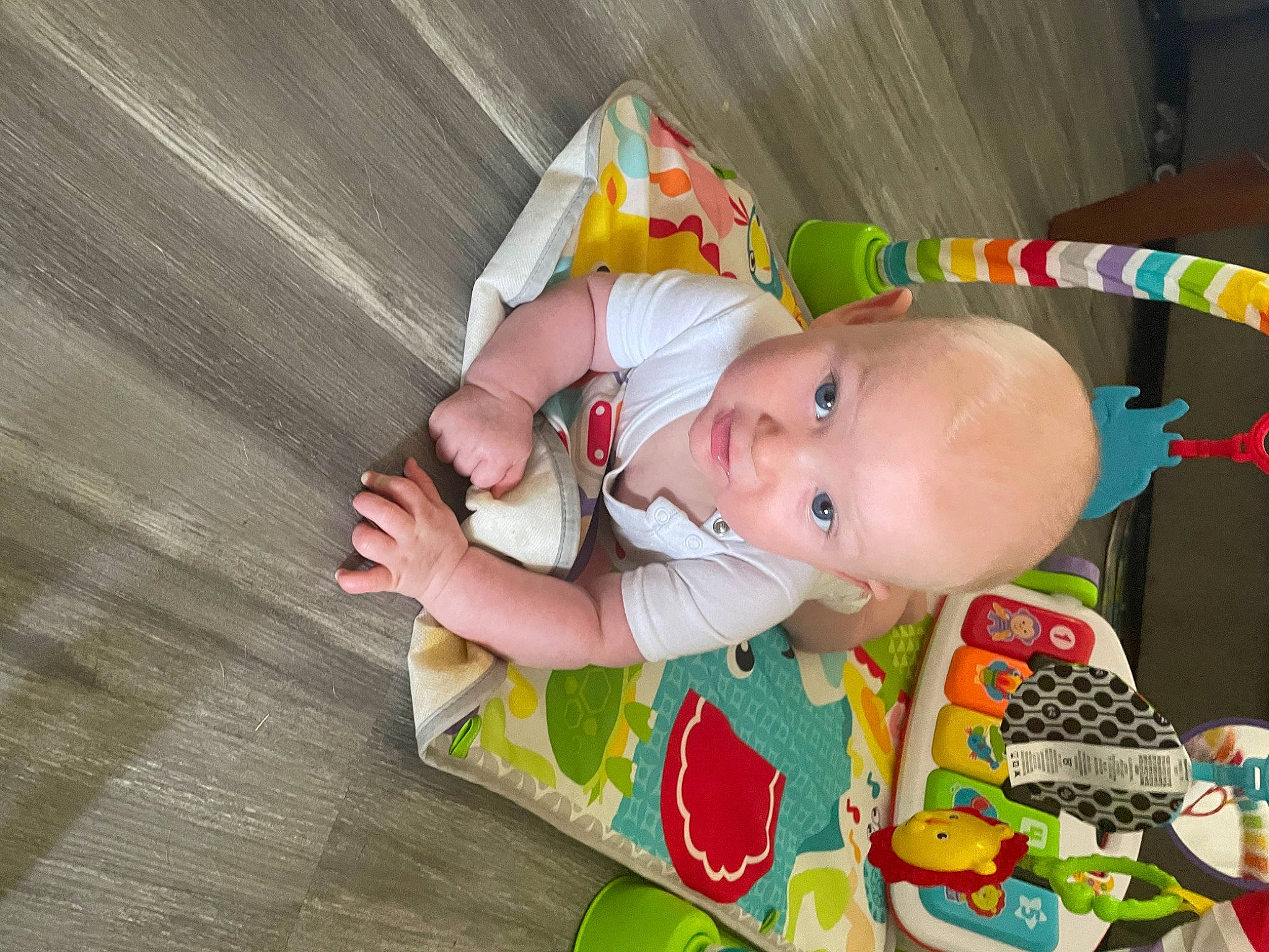 Atticus joined the competition — help win amazing prizes! baby, baby_products, baby_toddler_clothing, baby_toys, child, fun, hardwood, person, play, room, toddler, wood