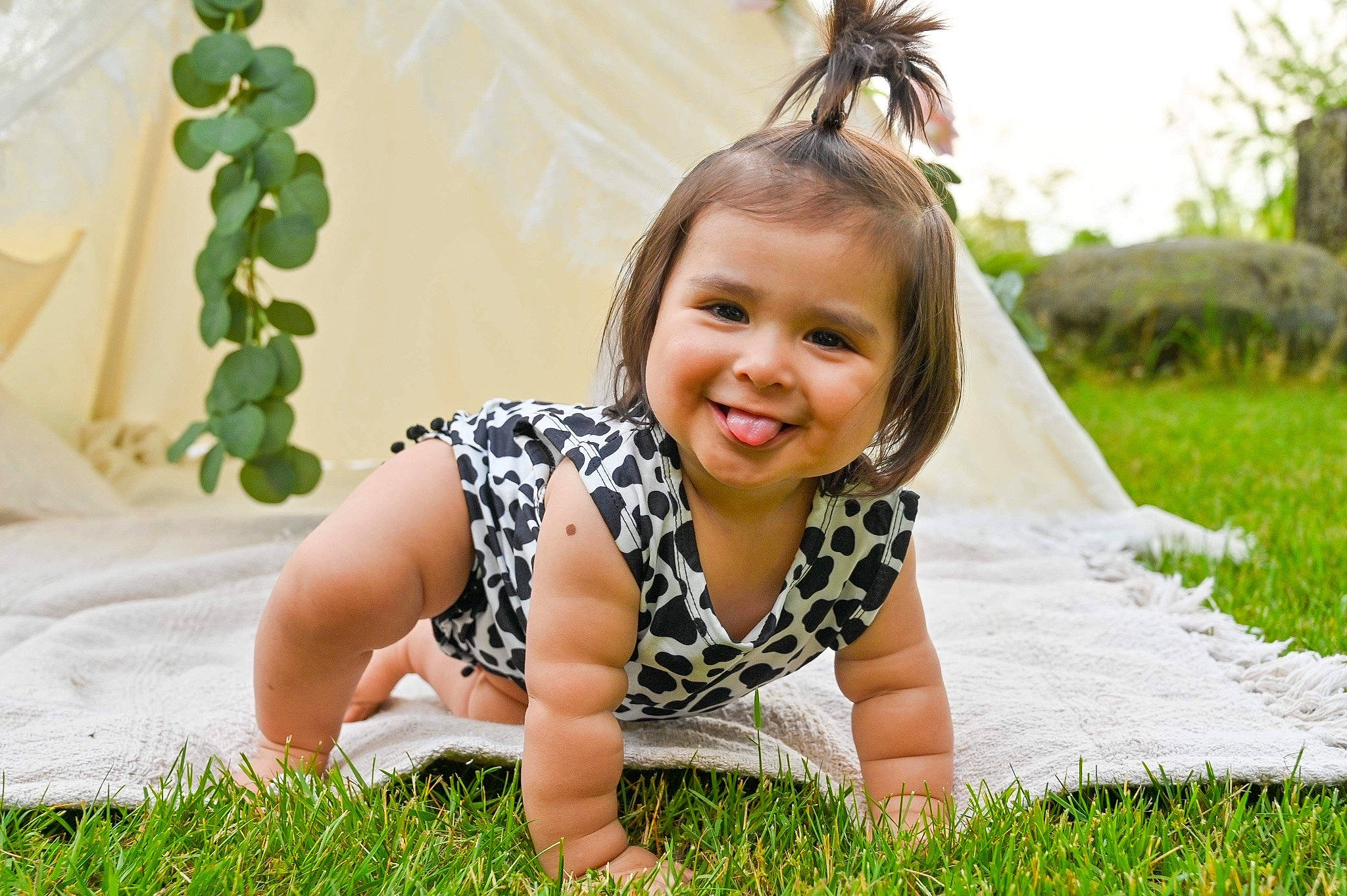 Marianna joined the competition — help win amazing prizes! child, crawling, dress, facial_expression, fawn, flooring, fun, grass, hair, hairstyle, happy, joy, leisure, long_hair, people_in_nature, person, plant, smile, summer, sunlight