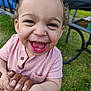toddler, child, smiling, happy, outdoor, grass, hands, person, face, shirt, pink_clothing, baby, daylight, portrait, closeup, curly_hair, fun, joy, nature, family