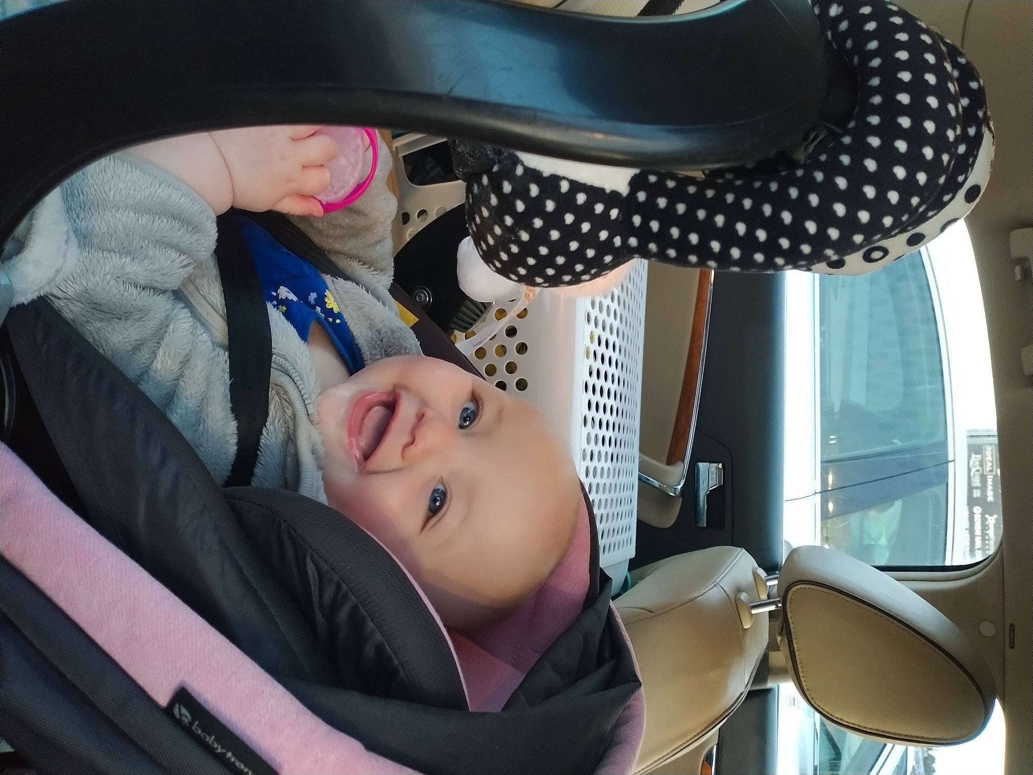 Rowynn is registered to the contest to win money with this photo: audio_equipment, auto_part, automotive_design, baby, black, car_seat, child, comfort, design, eyewear, fun, hat, headgear, person, product, smile, sunglasses, toddler, vehicle_door, white