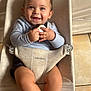 baby, chair, clothing, cream, cutlery, dessert, face, food, furniture, happy, head, icecream, laughing, pants, person, photography, portrait, sitting, smile, spoon