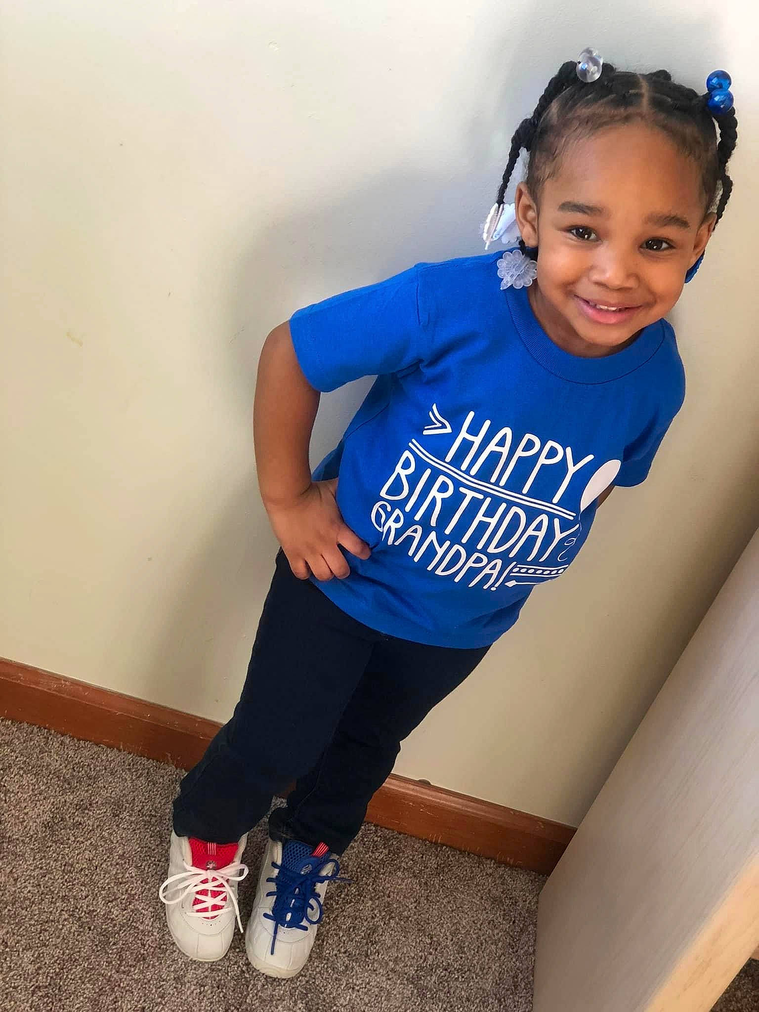 Shaniyah joined the competition — help win amazing prizes! black_hair, blue, elbow, electric_blue, eye, face, flash_photography, hair, happy, human_body, joy, knee, neck, person, shoe, shoulder, sleeve, smile, sportswear, t_shirt