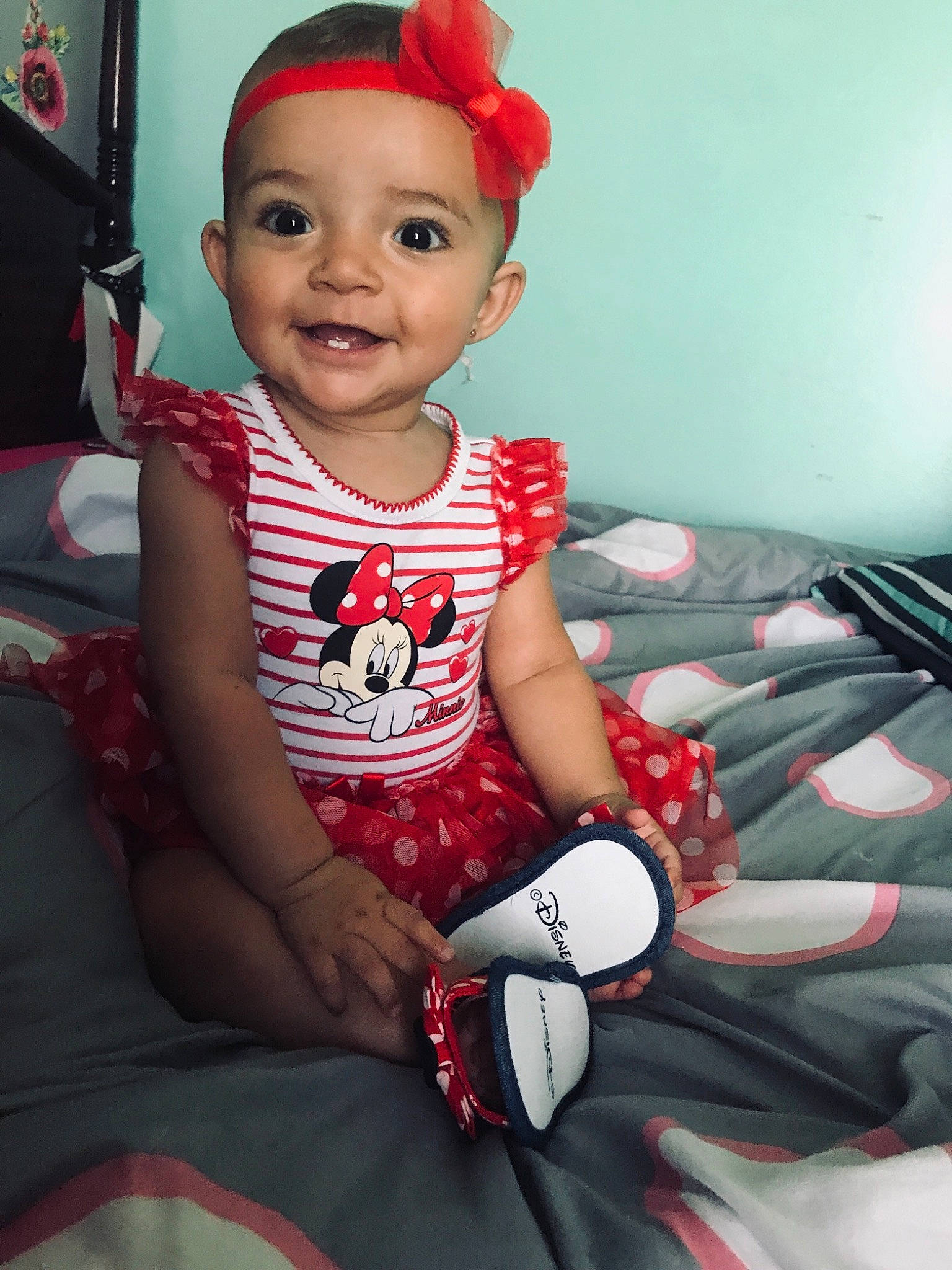 Isabella is registered to the contest to win money with this photo: baby, child, person, red, toddler