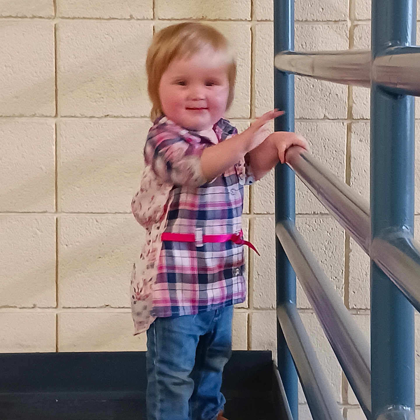 Cloie joined the competition — help win amazing prizes! bodypart, boy, child, clothing, face, finger, footwear, hand, handrail, happy, head, jeans, male, pants, person, photography, portrait, shelf, shoe, smile