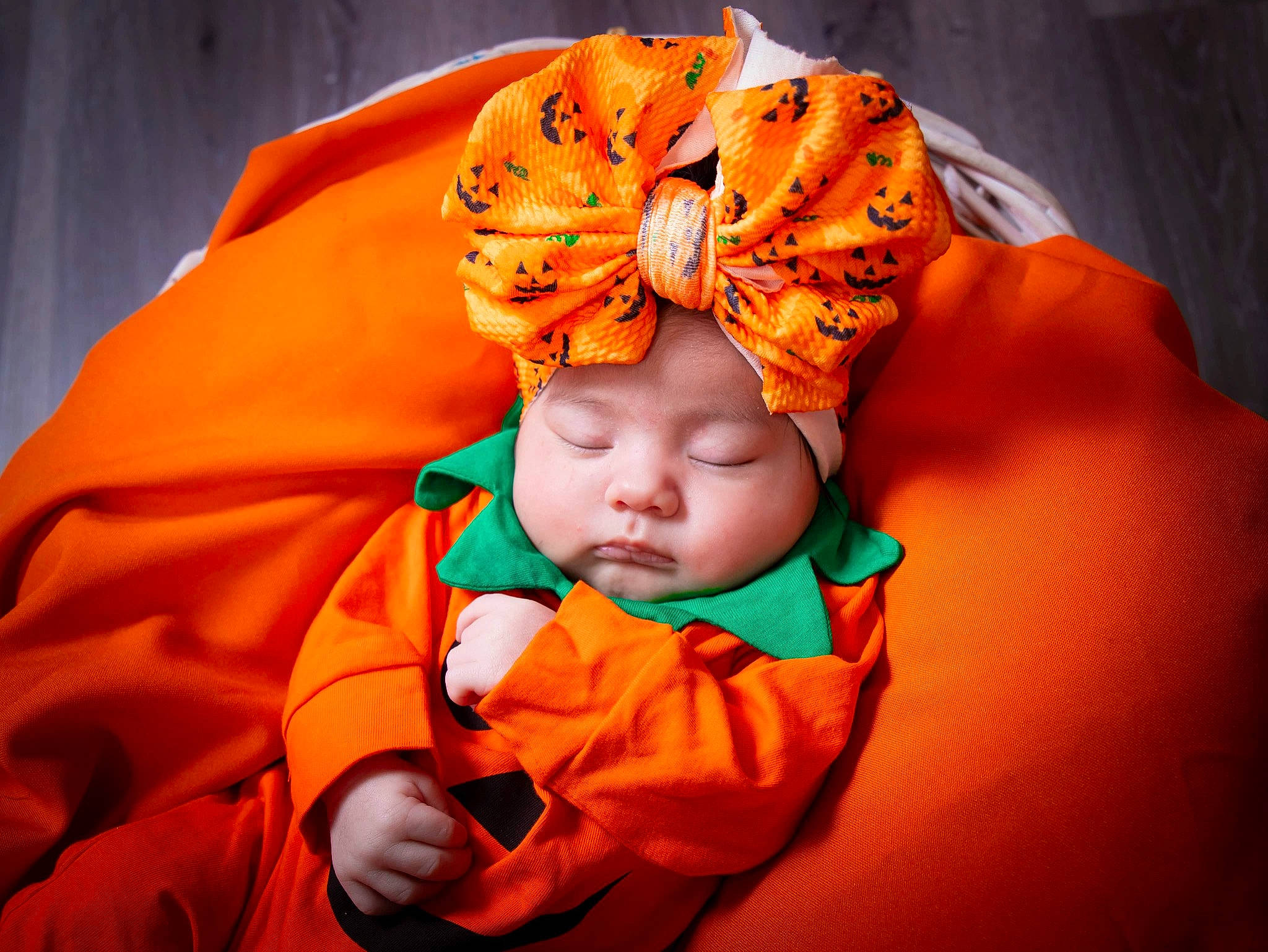 Kamilah joined the competition — help win amazing prizes! baby, baby_products, baby_toddler_clothing, child, comfort, costume, event, face, fun, happy, headgear, headwear, human_body, orange, peach, person, room, sleeve, toddler, trick_or_treat