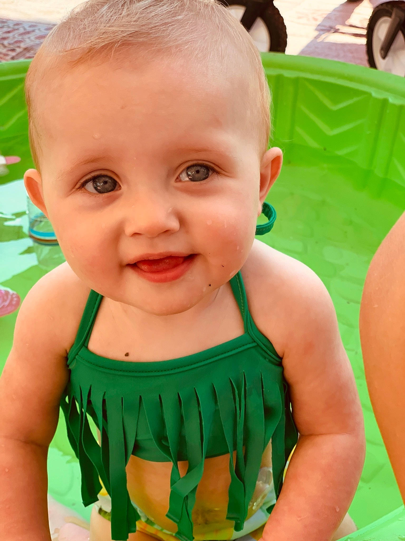 Kynzlee joined the competition — help win amazing prizes! baby, baby_products, baby_toddler_clothing, cheek, child, child_model, ear, eye, face, forehead, green, head, neck, nose, person, skin, smile, toddler