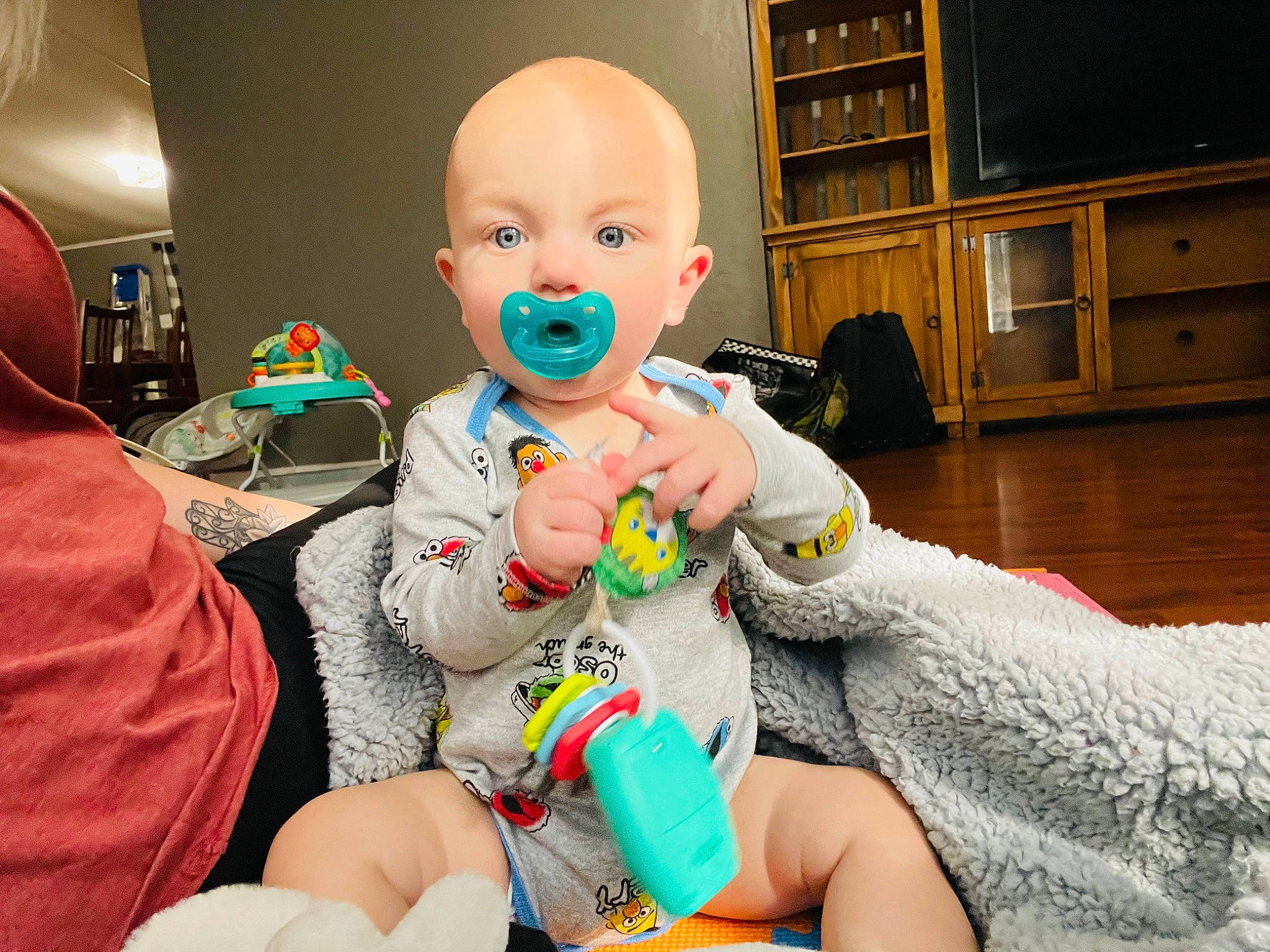 Jaxx joined the competition — help win amazing prizes! baby, cabinetry, cheek, child, comfort, drawer, finger, flooring, fun, happy, mammal, mouth, person, room, sitting, skin, stuffed_toy, thumb, toddler, toy