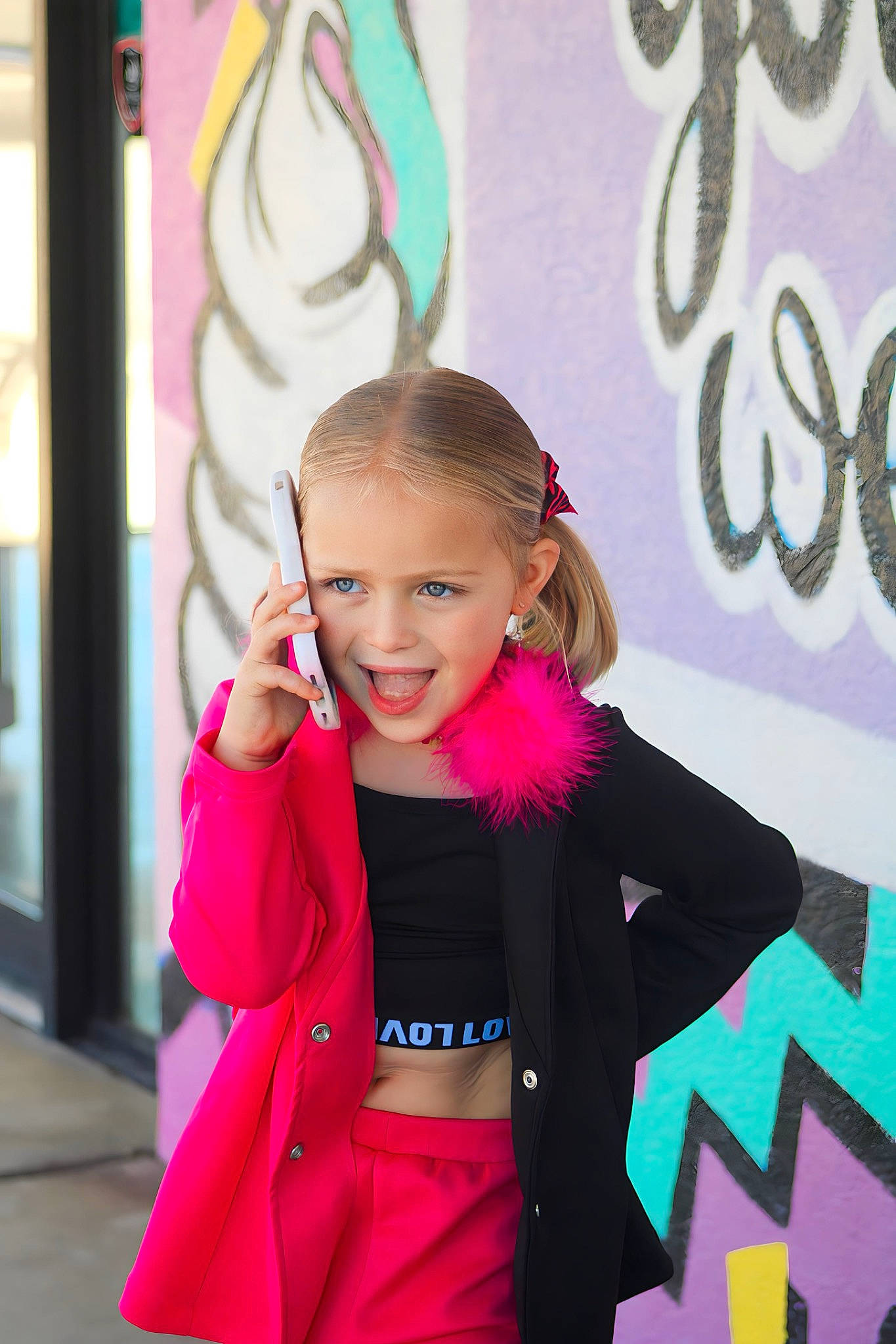 Alize joined the competition — help win amazing prizes! beauty, child, clothing, electric_blue, event, fashion_accessory, fashion_design, fun, fur, happy, jewellery, joy, leisure, magenta, person, pink, purple, recreation, sleeve, smile