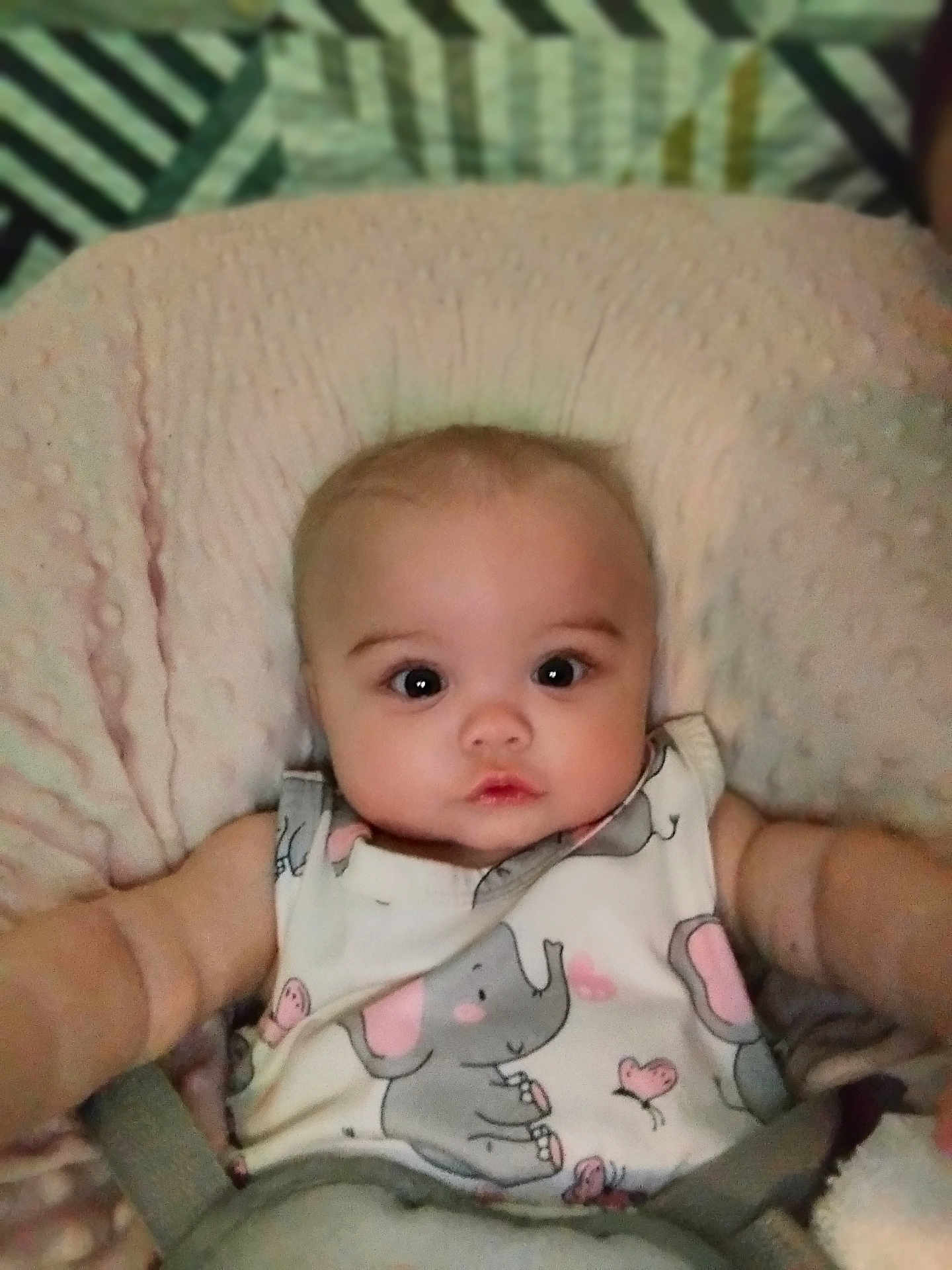 Keitah joined the competition — help win amazing prizes! baby, infant, face, eyes, pillow, clothing, elephant_pattern, cute, soft_texture, child, portrait, lying_down, skin, small_arms, indoor, expression, adorable, sleeping_bed, baby_wear, closeup