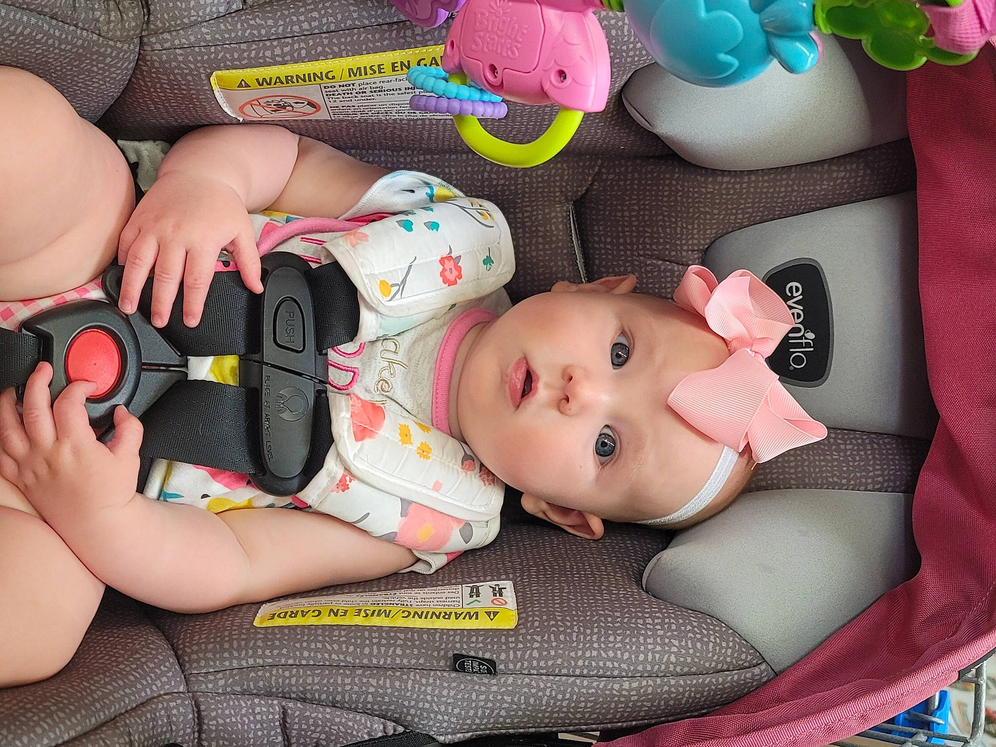 Delaney is registered to the contest to win money with this photo: baby, baby_products, baby_safety, baby_toddler_clothing, baby_toys, cheek, child, comfort, doll, hand, mouth, nail, person, pink, product, skin, smile, stuffed_toy, surprise, toddler