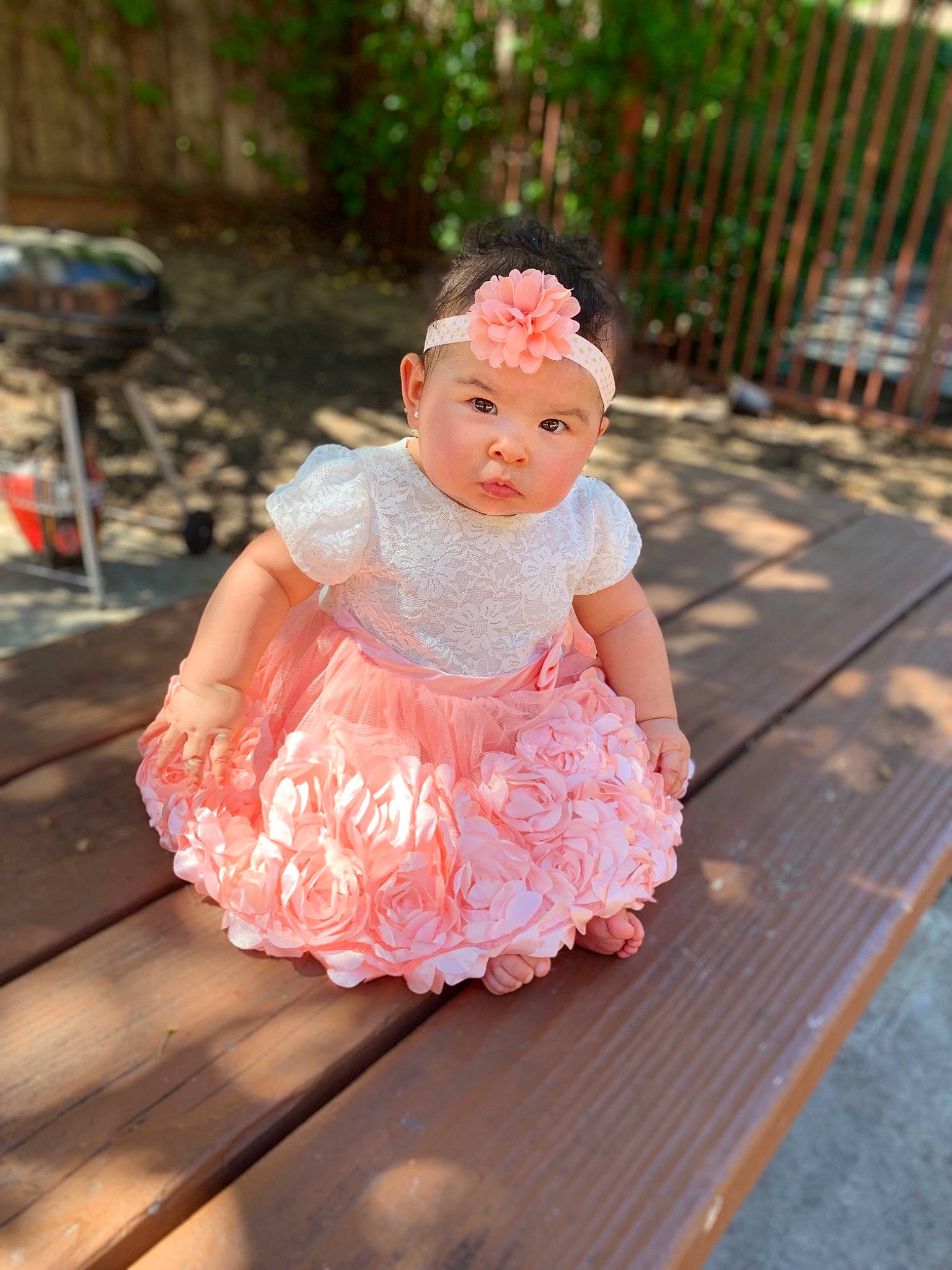 Bella Rose joined the competition — help win amazing prizes! baby, baby_toddler_clothing, child, costume, dress, headwear, peach, person, pink, ruffle, toddler