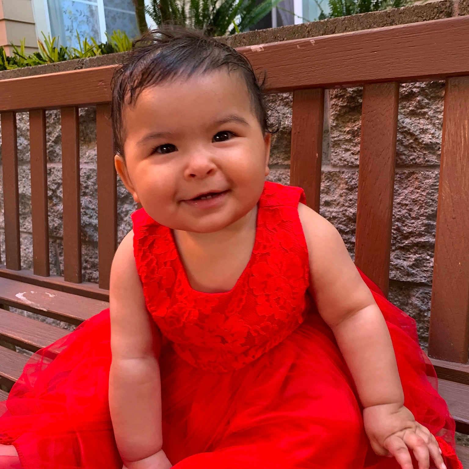 Bella Rose joined the competition — help win amazing prizes! child, child_model, dress, joy, person, red, sitting, skin, smile, toddler