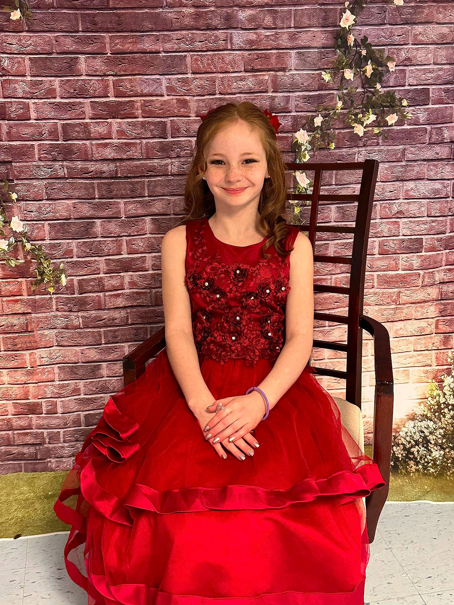 Emily Myjesta joined the competition — help win amazing prizes! brick, bridal_party_dress, day_dress, dress, embellishment, face, fashion_design, flash_photography, gown, hairstyle, happy, joy, magenta, one_piece_garment, person, pink, plant, shoulder, sleeve, smile