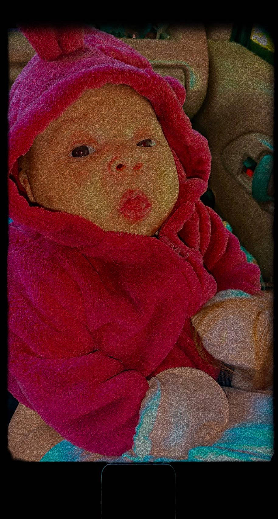 Nalani joined the competition — help win amazing prizes! baby, baby_carriage, baby_products, baby_sleeping, baby_toddler_clothing, beanie, cap, cheek, child, comfort, headgear, knit_cap, linens, lip, magenta, nose, person, pink, textile, toddler