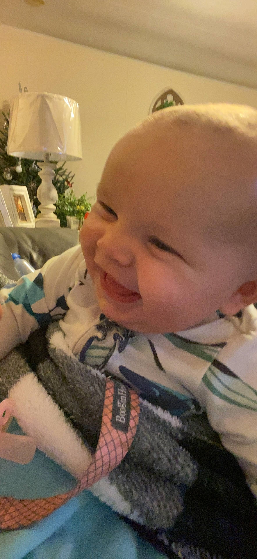 Nalani joined the competition — help win amazing prizes! baby, baby_laughing, baby_toddler_clothing, cheek, child, ear, facial_expression, finger, home_accessories, human, iris, lamp, lampshade, laugh, lip, nail, nose, person, skin, toddler