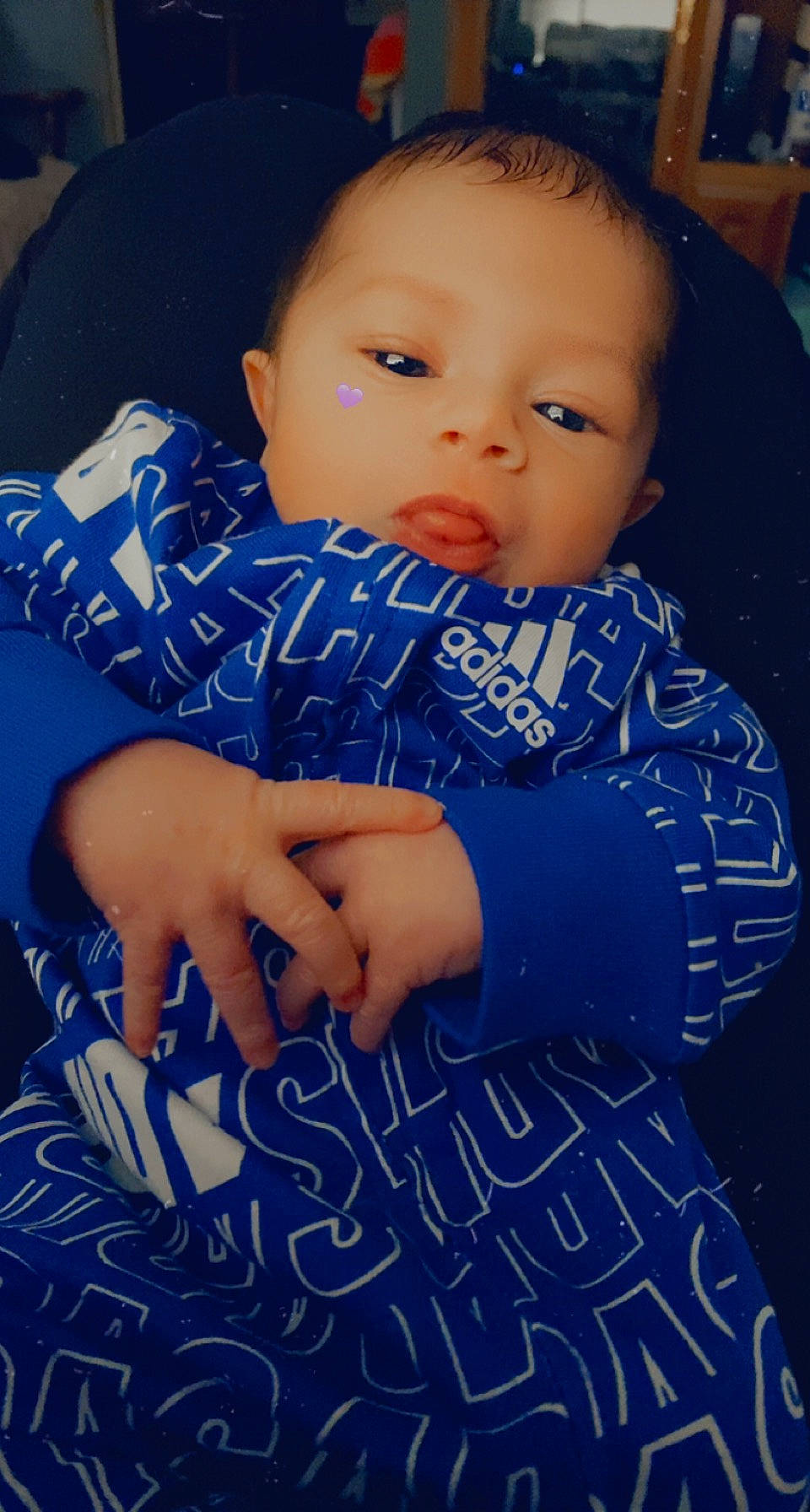 Caspian joined the competition — help win amazing prizes! arm, azure, baby, baby_toddler_clothing, beauty, blue, cheek, child, cool, electric_blue, finger, gesture, happy, iris, organ, person, skin, sleeve, t_shirt, textile