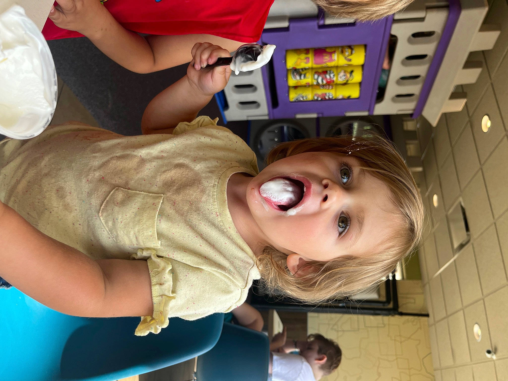 Emma joined the competition — help win amazing prizes! blond, child, elbow, eyewear, fun, gesture, happy, leisure, mouth, person, room, smile, surprise, t_shirt, throat, toddler, under_exposed, vacation