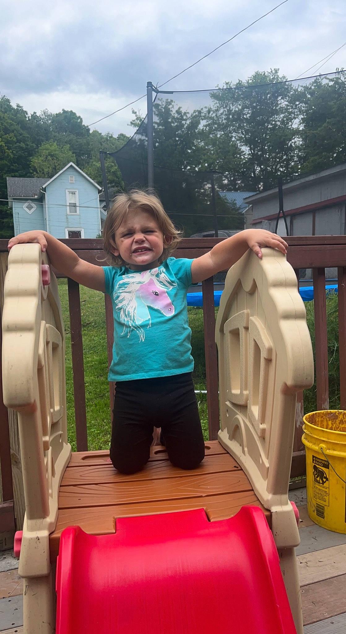Emma joined the competition — help win amazing prizes! child, chute, city, cloud, fun, leisure, outdoor_play_equipment, person, pink, play, playground, playground_slide, recreation, shorts, sky, smile, sorrow, t_shirt, toddler, travel