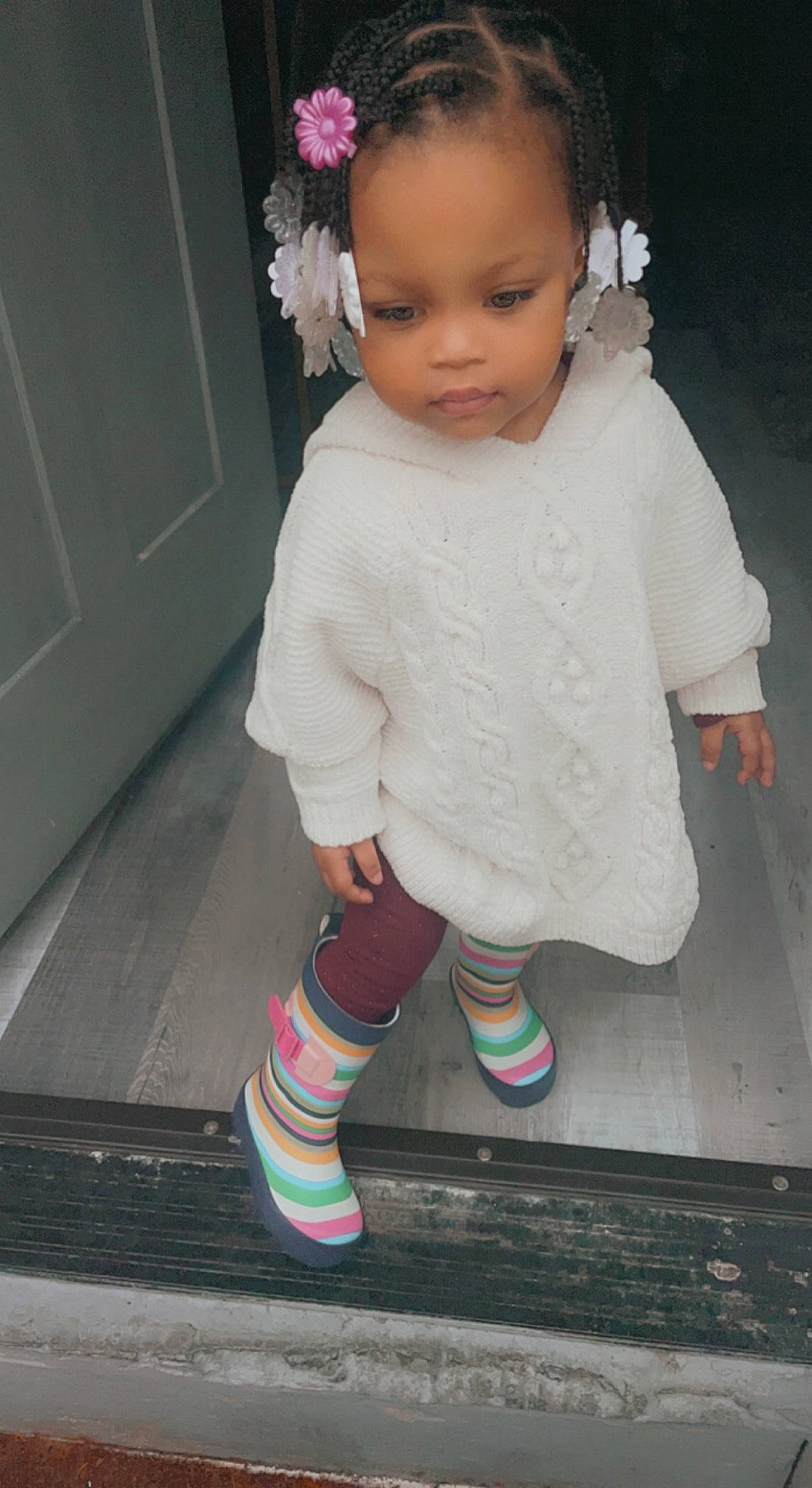 Saya joined the competition — help win amazing prizes! baby, baby_toddler_clothing, cheek, child, clothing, door, dress, face, happy, head, iris, leg, pattern, person, pink, shoe, skin, sleeve, sock, toddler