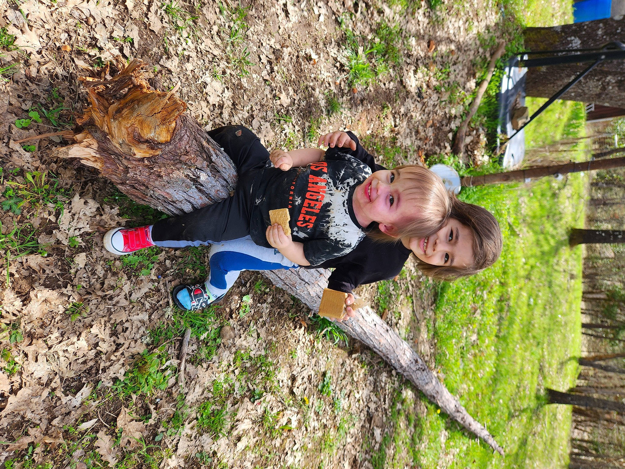 Shane joined the competition — help win amazing prizes! adventure, fun, grass, joy, landscape, leisure, people_in_nature, person, plant, recreation, soil, toddler, tree, wood