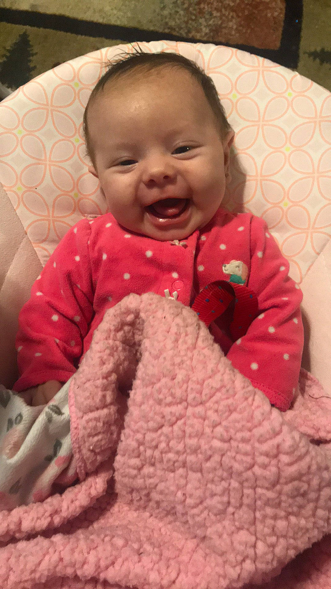 Mariana joined the competition — help win amazing prizes! baby, beauty, blanket, cheek, child, eye, face, facial_expression, forehead, happy, head, lip, mouth, nose, person, pink, play, skin, smile, textile