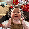 Gretchen joined the competition — help win amazing prizes! baby, babylaughing, bed, bedroom, clothing, couch, cushion, face, furniture, happy, head, homedecor, indoors, pants, person, photography, portrait, quilt, room, smile