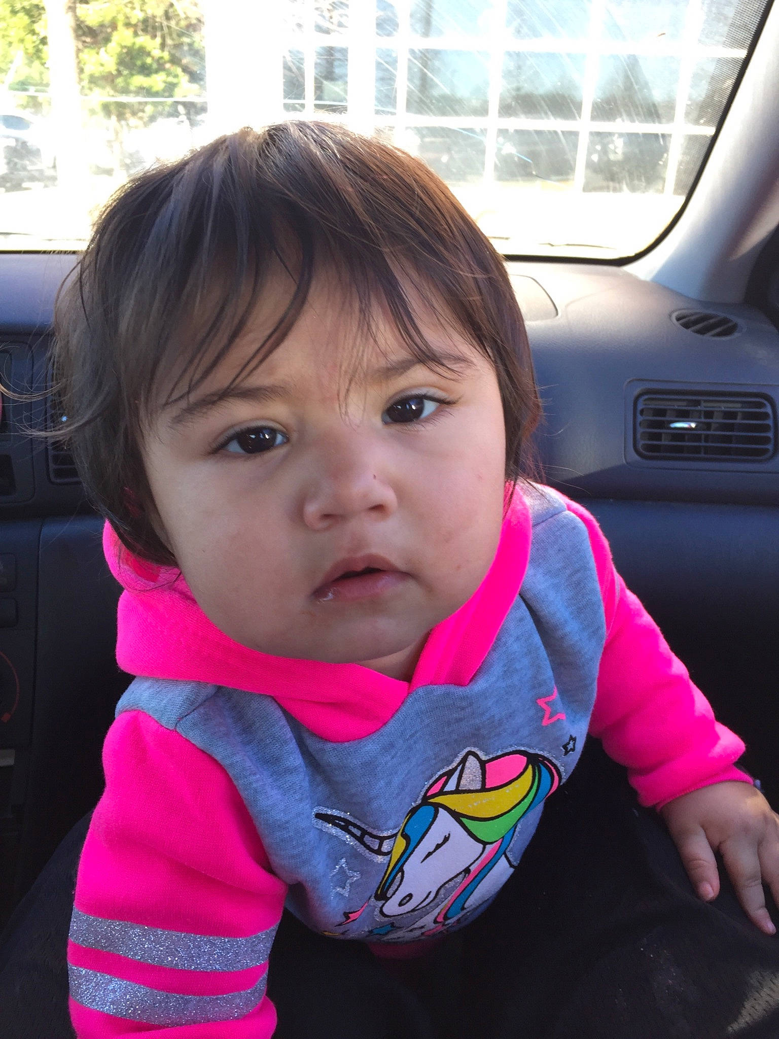 Hayleigh joined the competition — help win amazing prizes! baby, baby_toddler_clothing, bangs, car_seat, cheek, child, cool, eye, iris, lip, person, pink, toddler, vehicle_door