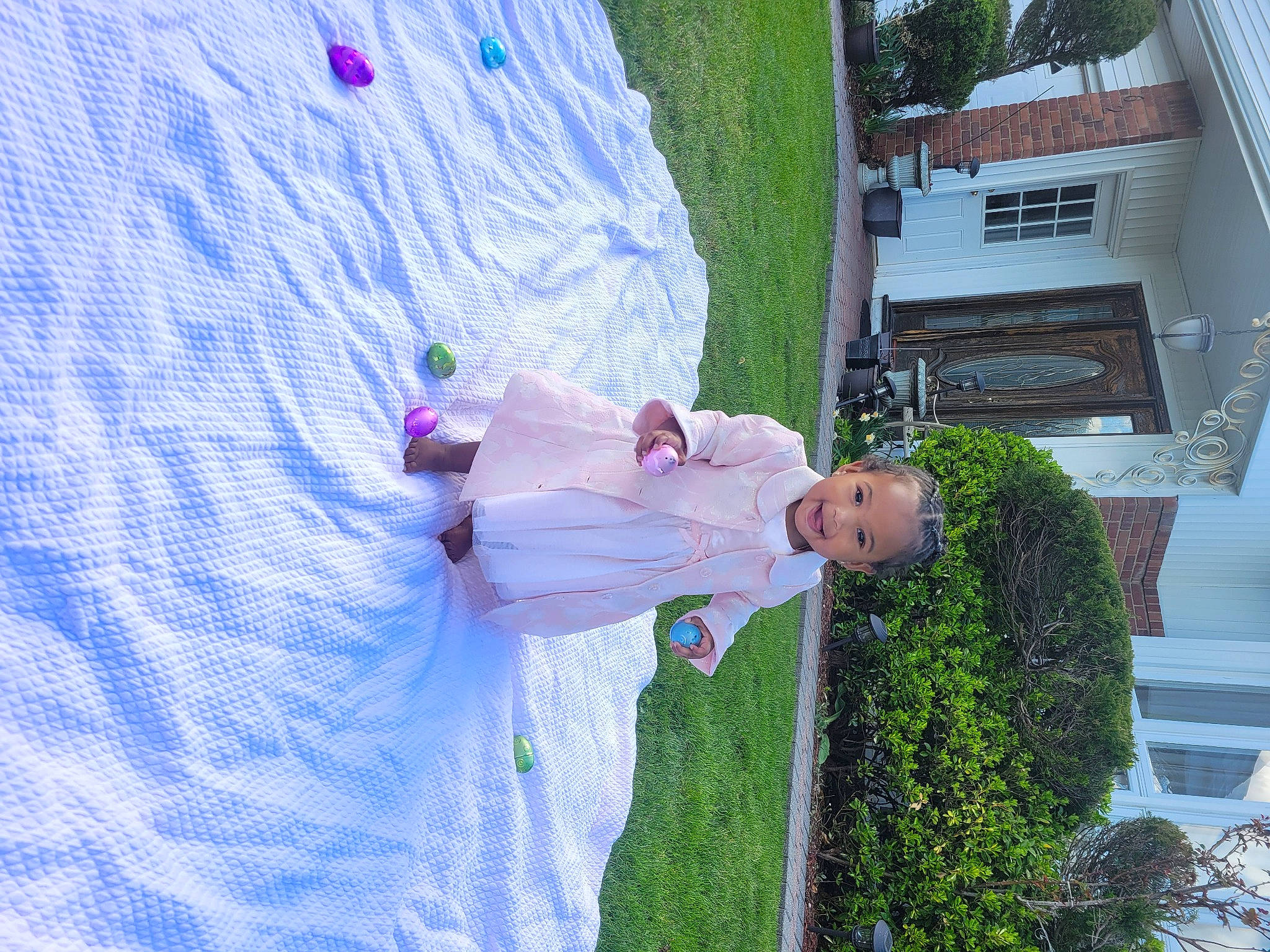 Aubrey joined the competition — help win amazing prizes! backyard, blue, building, child, electric_blue, fun, garden, grass, house, joy, landscape, leisure, magenta, person, plant, recreation, shrub, toddler, tree, vacation