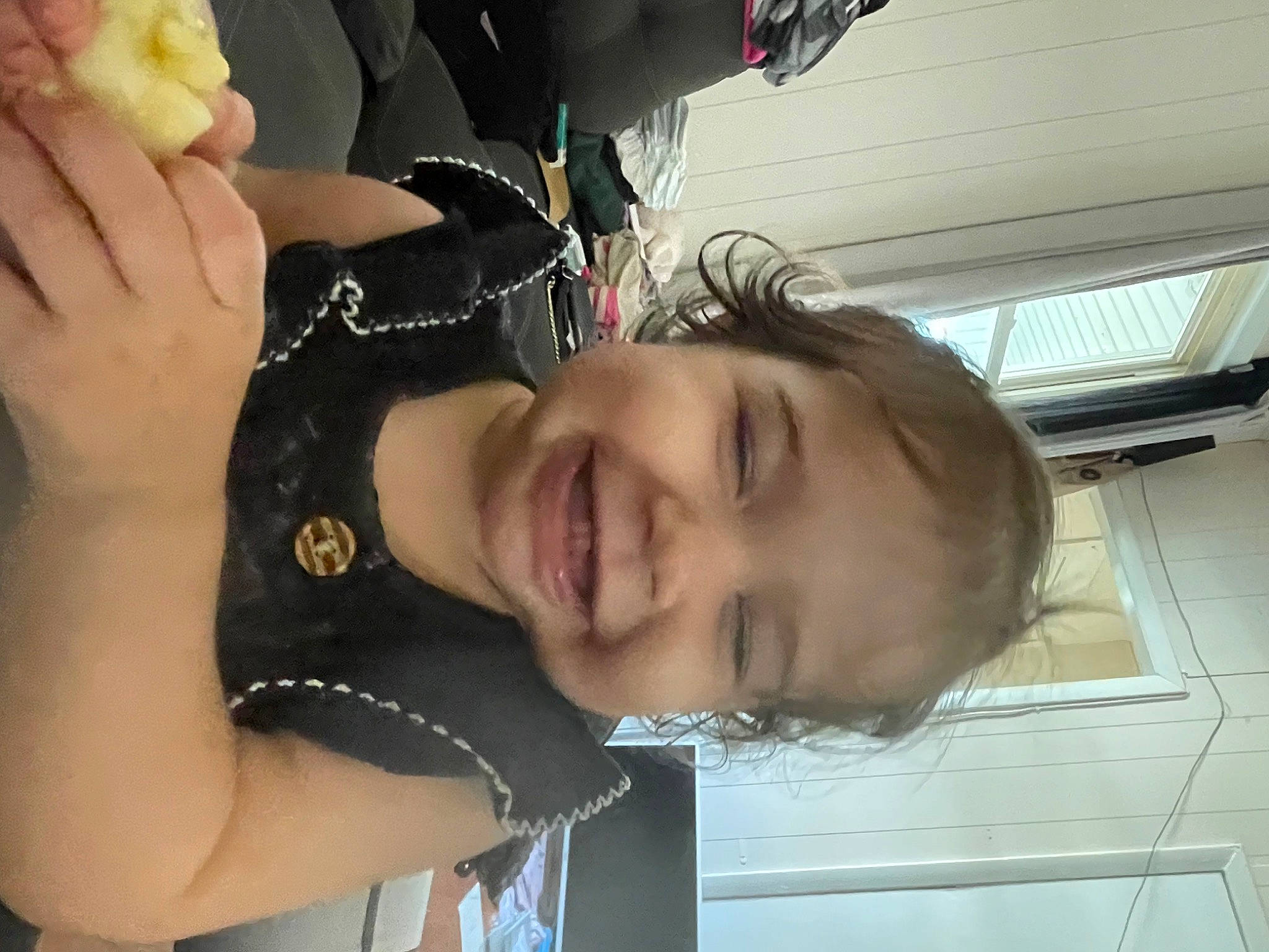 Felicity joined the competition — help win amazing prizes! black_hair, chest, ear, elbow, eyelash, eyewear, finger, fun, gesture, hand, happy, jaw, joy, mouth, nail, neck, person, plant, smile, thumb