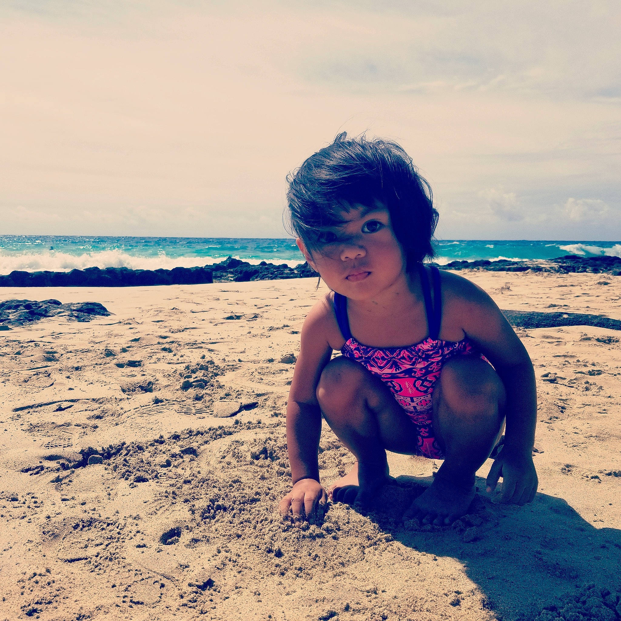 'Iolana joined the competition — help win amazing prizes! beach, chest, cloud, coastal_and_oceanic_landforms, cool, flash_photography, happy, horizon, landscape, leg, leisure, people_in_nature, people_on_beach, person, sand, sky, swimwear, thigh, travel, water