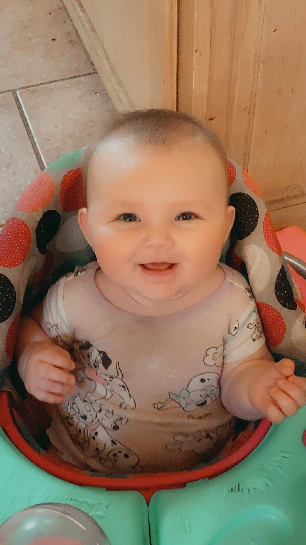 Oaklynn is registered to the contest to win money with this photo: arm, baby, baby_products, baby_toddler_clothing, cheek, child, eye, finger, flooring, fun, happy, head, iris, joy, lip, mouth, nose, person, pink, skin